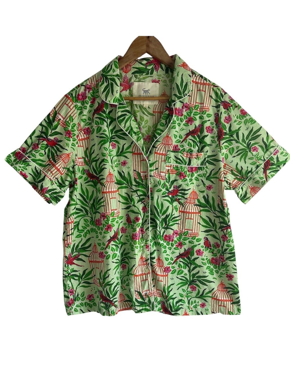Printfresh Large 100% Organic Cotton Birds of a Feather Short Sleeve Pajama Top